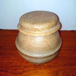Vintage hand made pottery by Bay Area Artist table top condiment jar